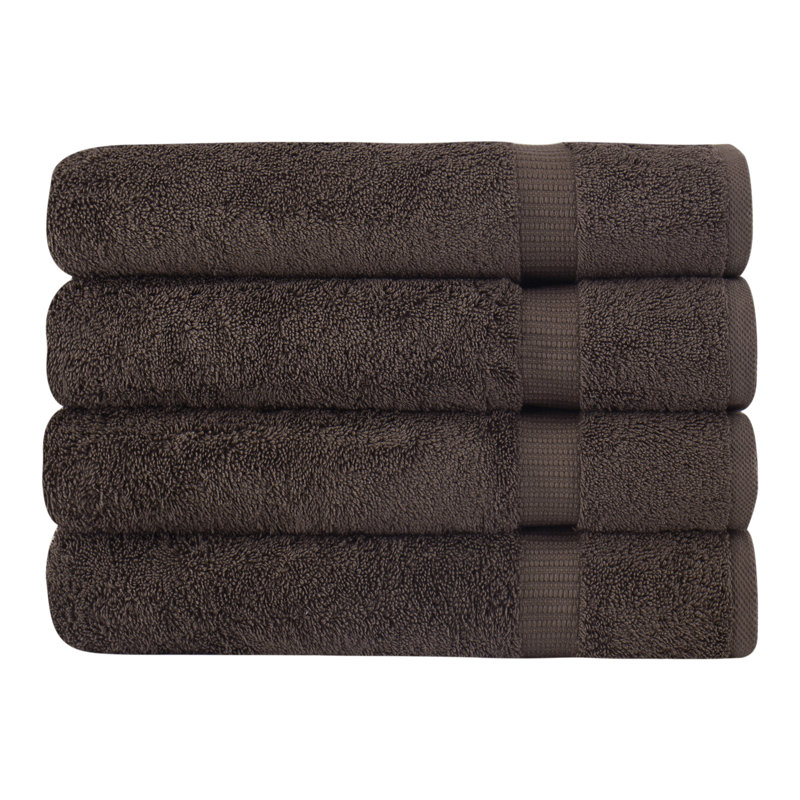 Serviettes de bain en coton Armel - séchage rapide et sensation moelleuse, qualité hôtel et spa, ensemble de 4, Chocolat