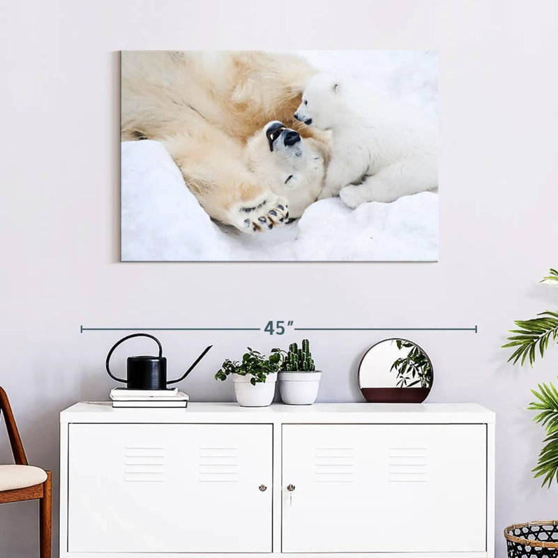 Brampt Polar Bear With Her Cub, 24" H x 36" W