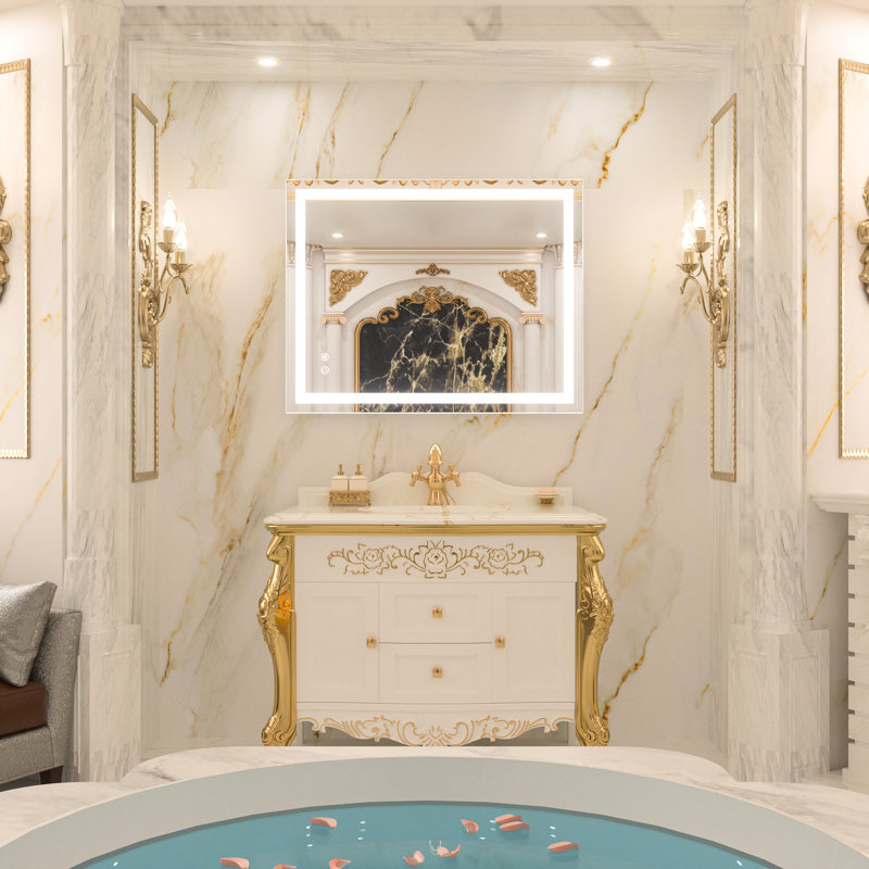 Miroir de salle de bain Lashaunte, Rectangle, 36 po x 28 po