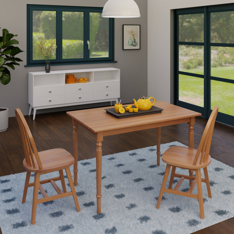 Damya 2 - Person Solid Wood Top Four Leg Dining Set