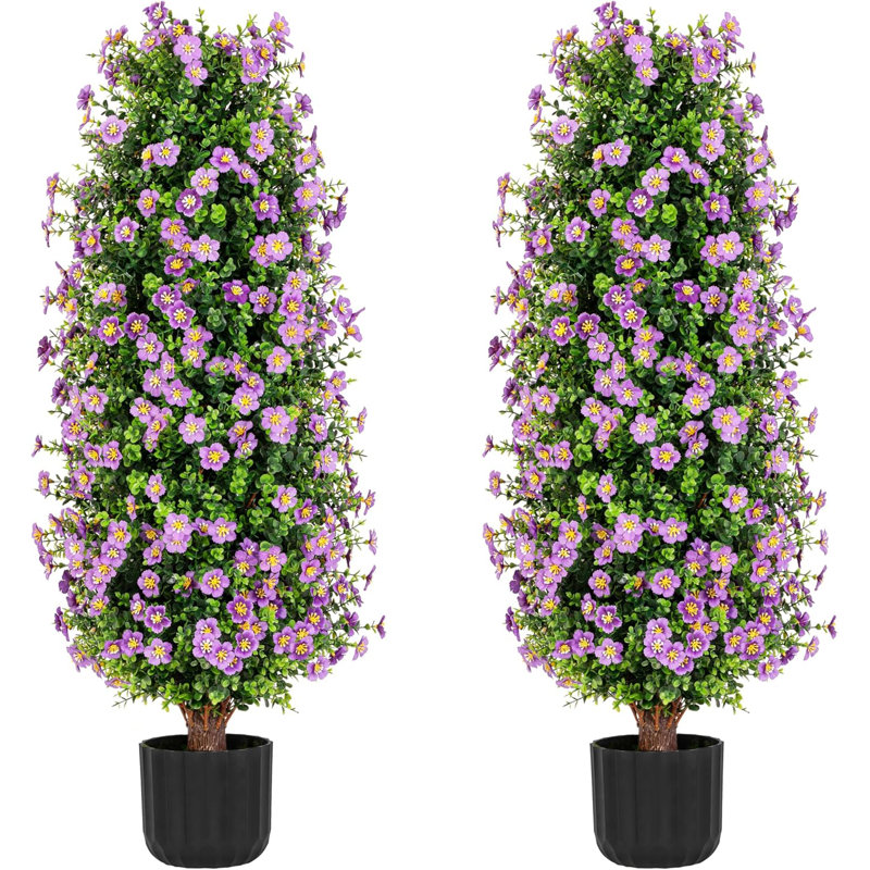 38 po en fausse fleur de prunier en pot (ensemble de 2), Mauve