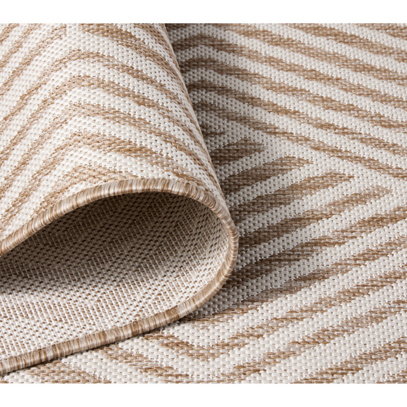 NICOLE MILLER NEW YORK Patio Country Ombre Geo Outdoor Area Rug, Beige/Cream, Rectangle 9'2" x 12'5"