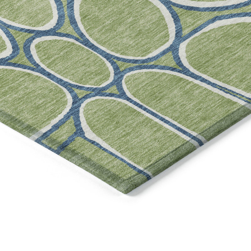 Tapis intérieur lavable abstrait vert artichaut 3 pi x 5 pi