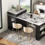 Îlot de cuisine 59,5 po avec table de salle à manger extensible, table de rangement avec rangement double-face, îlot de cuisine avec 2 tiroirs, prise de courant, tablettes latérales ouvertes, pour la cuisine, la salle à manger, noir-1965160517