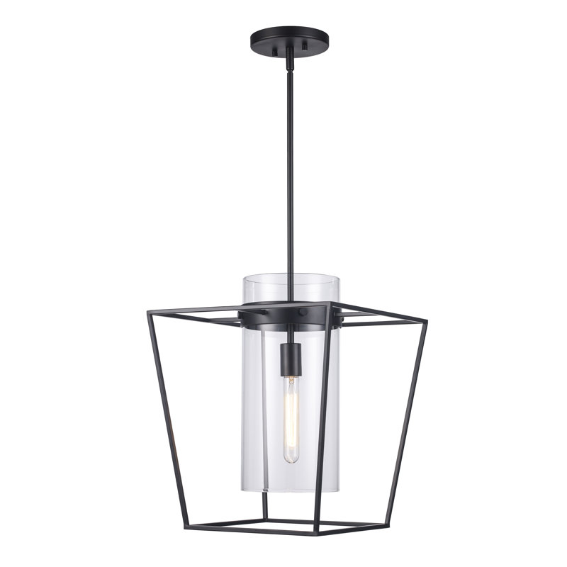 Mini-luminaire suspendu simple 1 lumière Nova, H 50,6 po x l 12 po x P 12 po, Noir