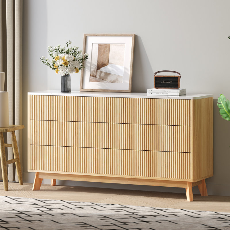6-drawer Dresser 52"w Double Dresser with Faux Marble Top