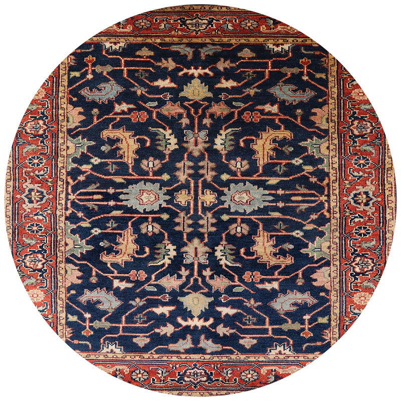 Tapis oriental rouge / bleu paiement, Rond 4 pi