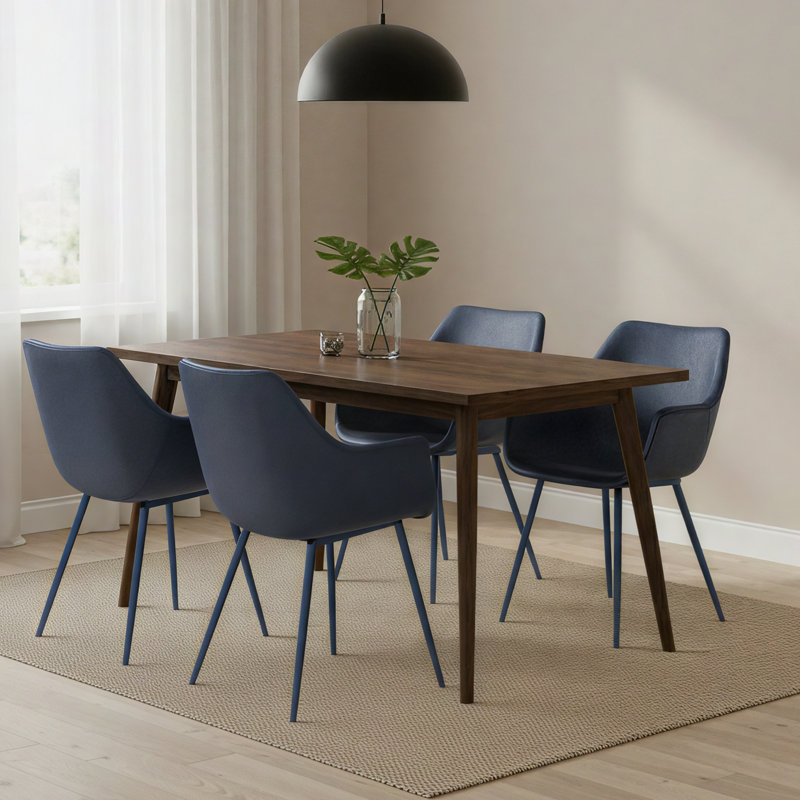 Haglund Leather Dining Chair with Powder-Coated Iron Legs Accent Side Chair Foam Padded Seat Versatile Kitchen Chair for Modern Home and Kitchen