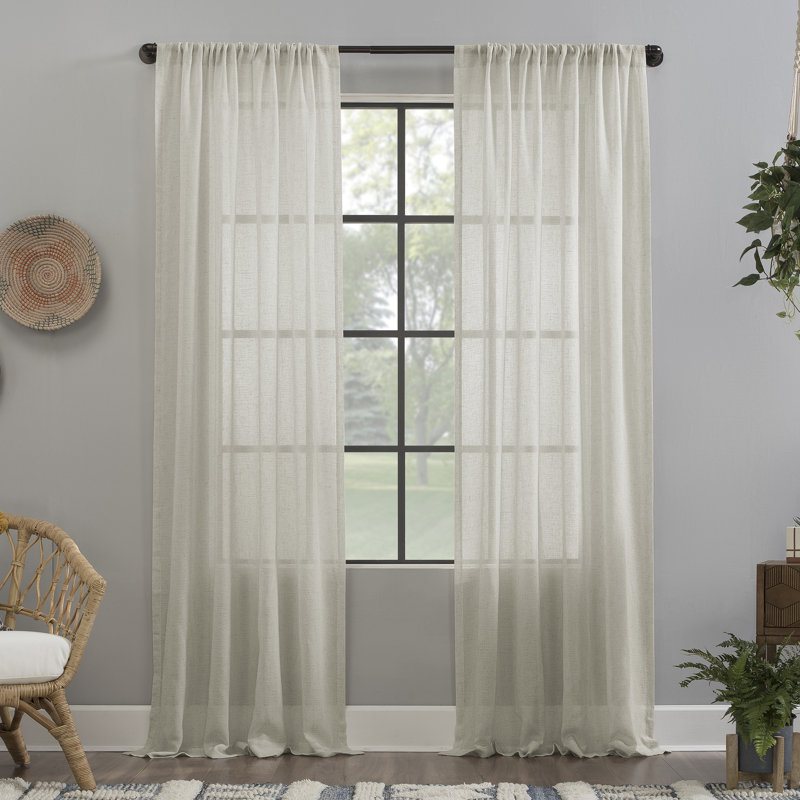Sheer Curtain Single Panel, 52" W x 84" L, Ecru