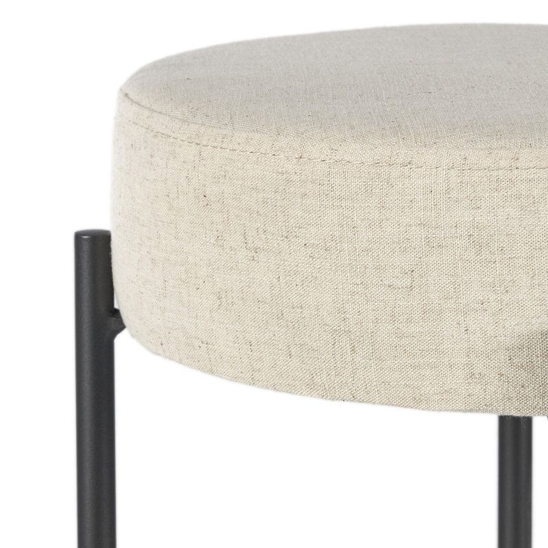 Nocona Upholstered Bar Stool with Metal Frame, Savile Flax - Beige, Bar Stool (30" Seat Height)