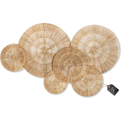 Paniers décoratifs en jute de 23 po en osier, ensemble de 6 très grandes plaques murales en jute tissé, 23 po, 21 po, 15 po, 13 po, 12,10 po, paniers décoratifs pour arts muraux, décoration murale pour chambre à coucher, salon, bureau
