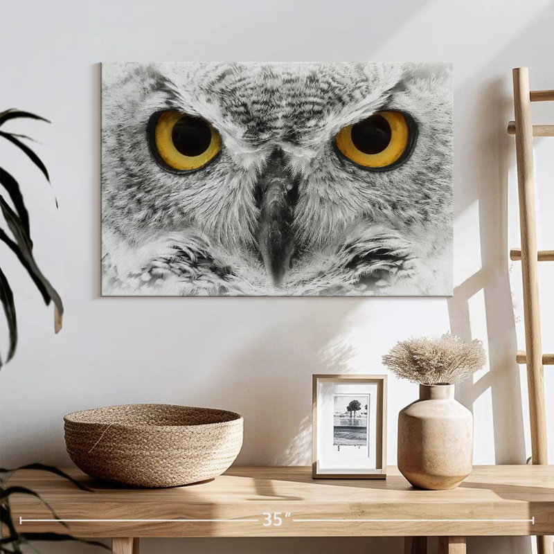 Brampt Staring Eagle Owl, 16" H x 24" W