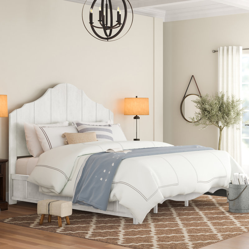 Lit standard en bois massif Woodside, Grand, Blanc