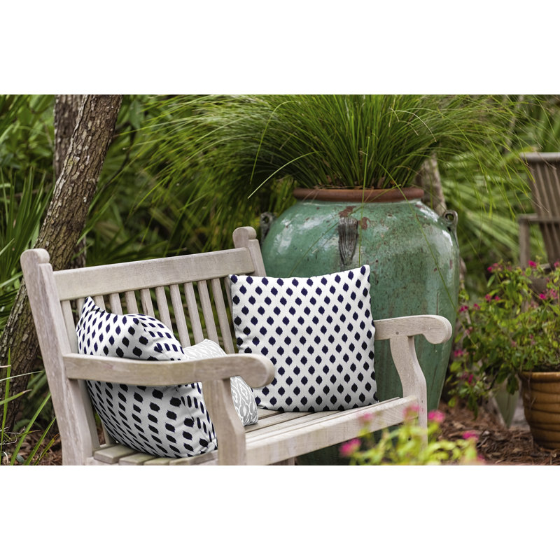 Ikat Outdoor Reversible Throw Pillow, Spring Navy, 18"x18"