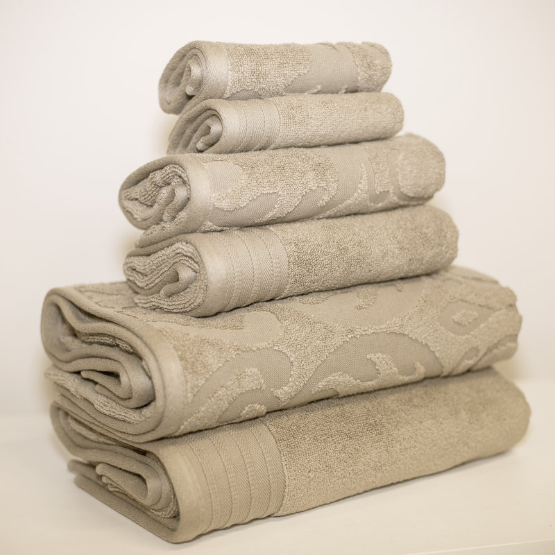 Taupe Egyptian Cotton Medallion Jacquard 6-Piece Towel Set
