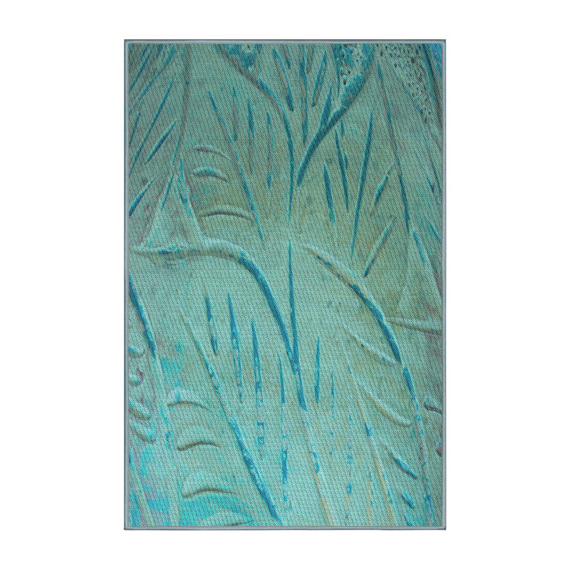 Tapis bleu tissé à la machine, Rectangle 4 pi x 6 pi