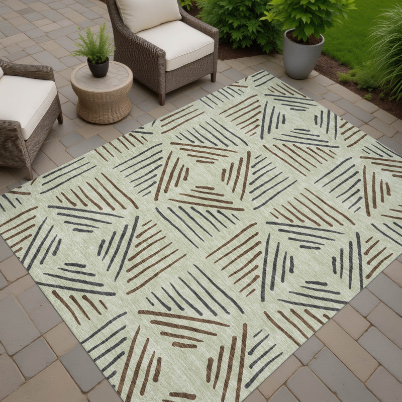 Machine Washable Indoor/Outdoor Kugler ACN2413 Geometric Rug, Rectangle 10' x 14'