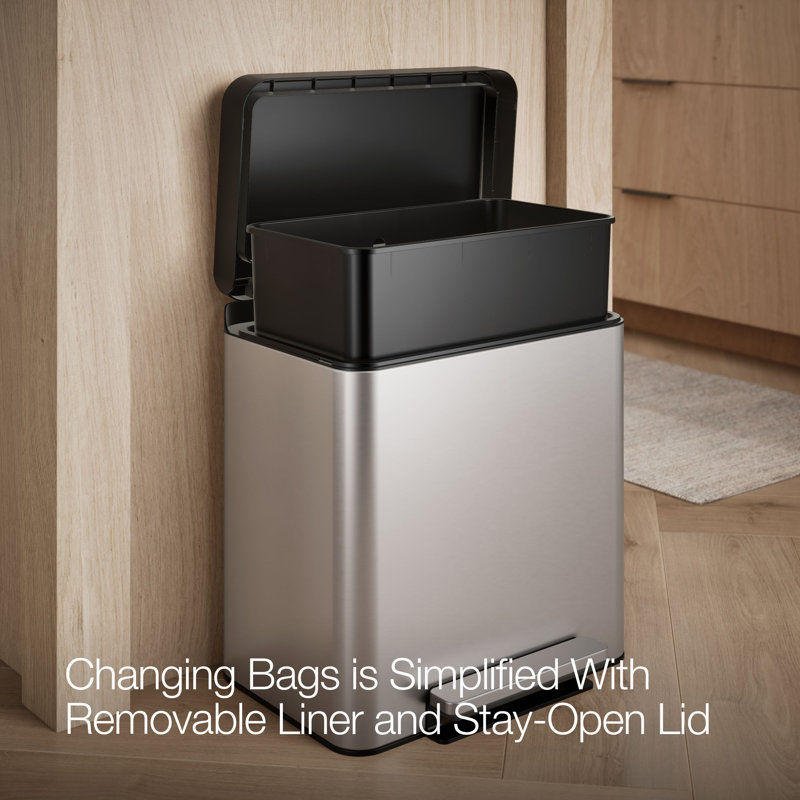 8-Gallon Compact Stainless Steel Step Trash Can, Stainless Steel