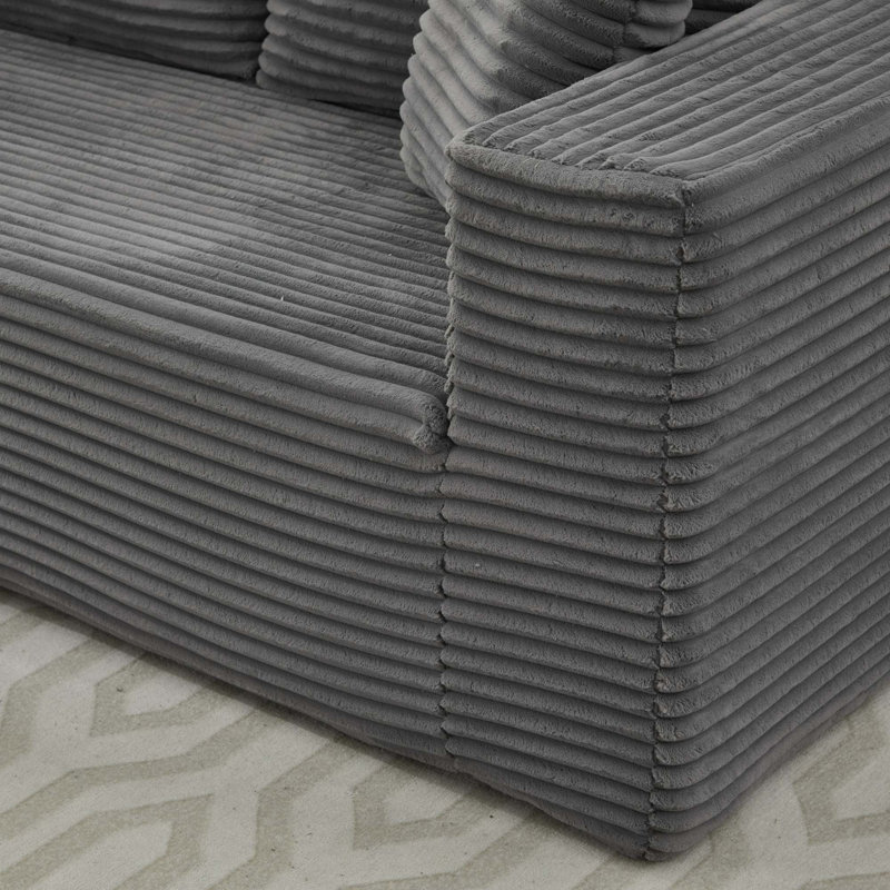 Canapé modulaire 106 po Corduroy Cloud, Left Hand Facing, Velours côtelé gris
