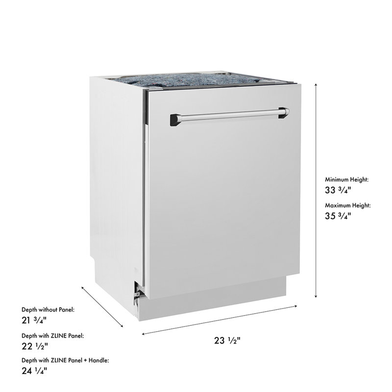 ZLINE 24 in. Tallac Series 3rd Rack Dishwasher with Auto Door Open Drying, 51dBa, Steel Panel, Stainless Steel