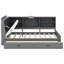 Lit plateforme simple en bois avec tête de lit avec rangement, tablettes, 2 tiroirs et planche rotative, rangement pour tête de lit grise, pour un rangement soigné