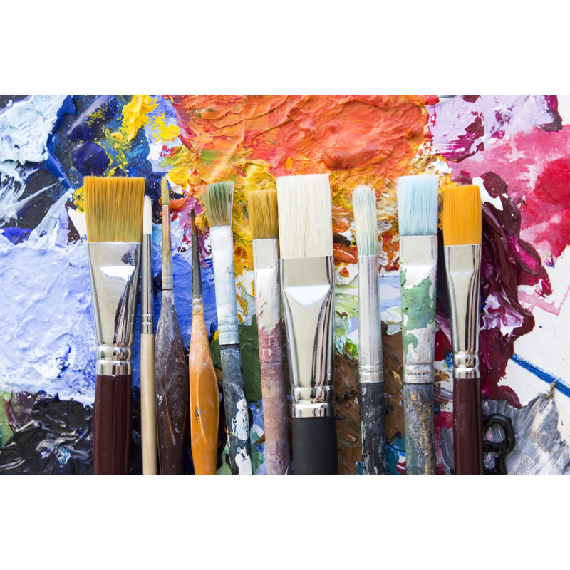 Paintbrushes On A Palette by Simonidadjordjevic - Wrapped Canvas Print, 30cm H x 46cm W x 3.8cm D