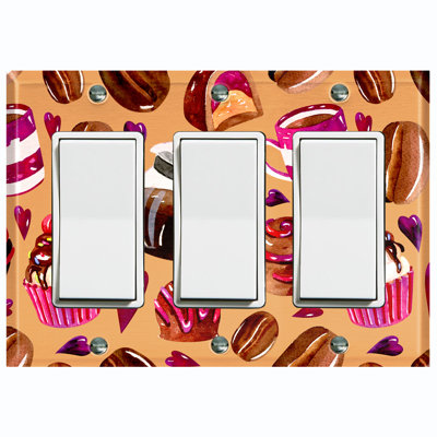Patterned 3 - Gang Rocker Standard Wall Plate