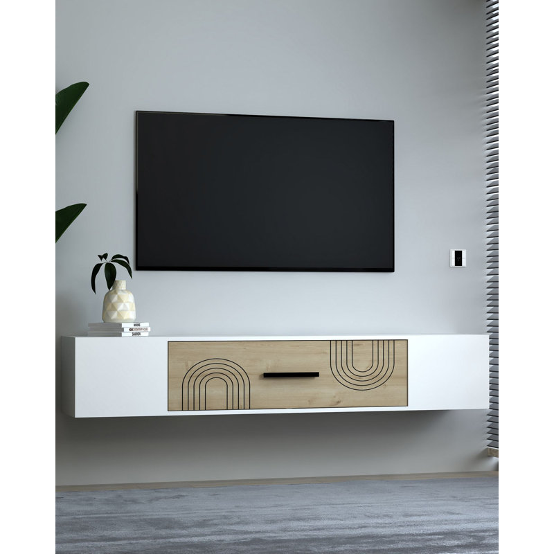 Meuble télé, Blanc/naturel