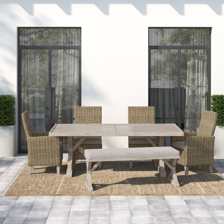 Danny 8 - Person Wicker Patio Dining Set with Rectangular Table , Cushions Included