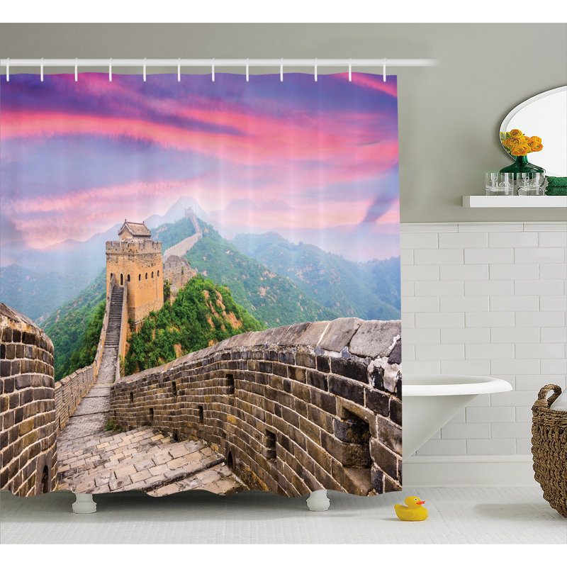 Rideau de douche avec architecture et crochets en porcelaine, l 69 po x L 75 po