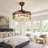 Kaelig 42" Crystal  Invisible Ceiling Fan Light with Remote Control, Retractable Fan Blades