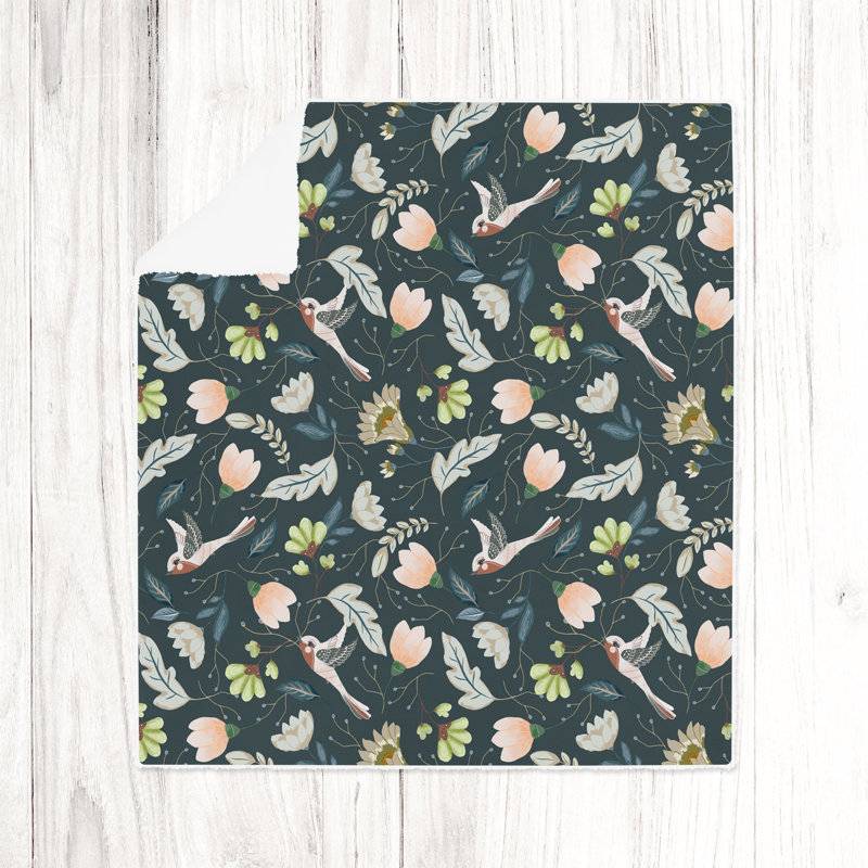 Couverture , L 60 po x L 80 po, Vert / gris / rose