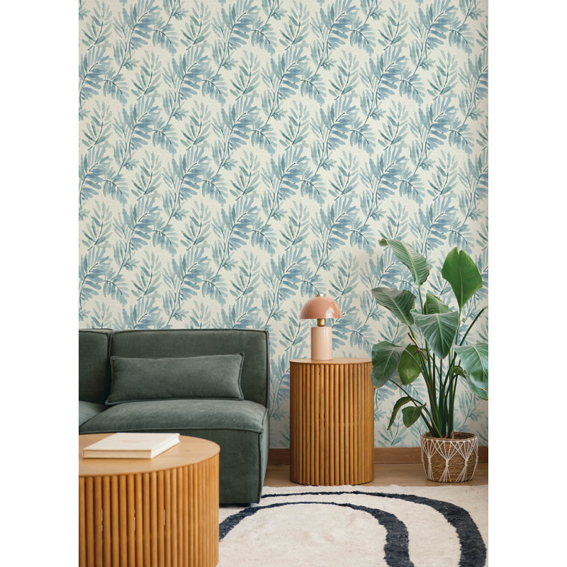 Papier peint Serenade Blue Ferns, Bleu