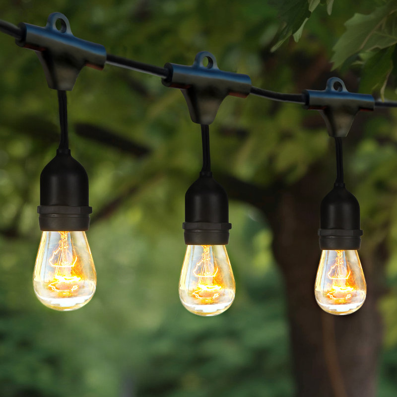 24ft Black Edison Bulb Outdoor String Lights with Warm White Glow