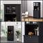 Buffet noir avec huche - Armoire de rangement pour garde-manger avec portes en verre encadrées, tiroir et espace pour micro-ondes-331819603