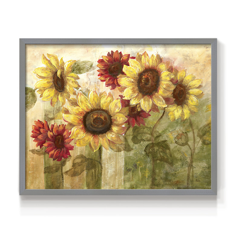 Sunflower's Delight -Framed Print - Restickable, H 11 po x l 14 po, Gris