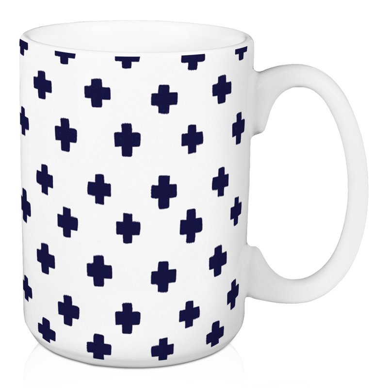 Grande tasse à café suisses crosss Ingle, Blanc / Bleu marine