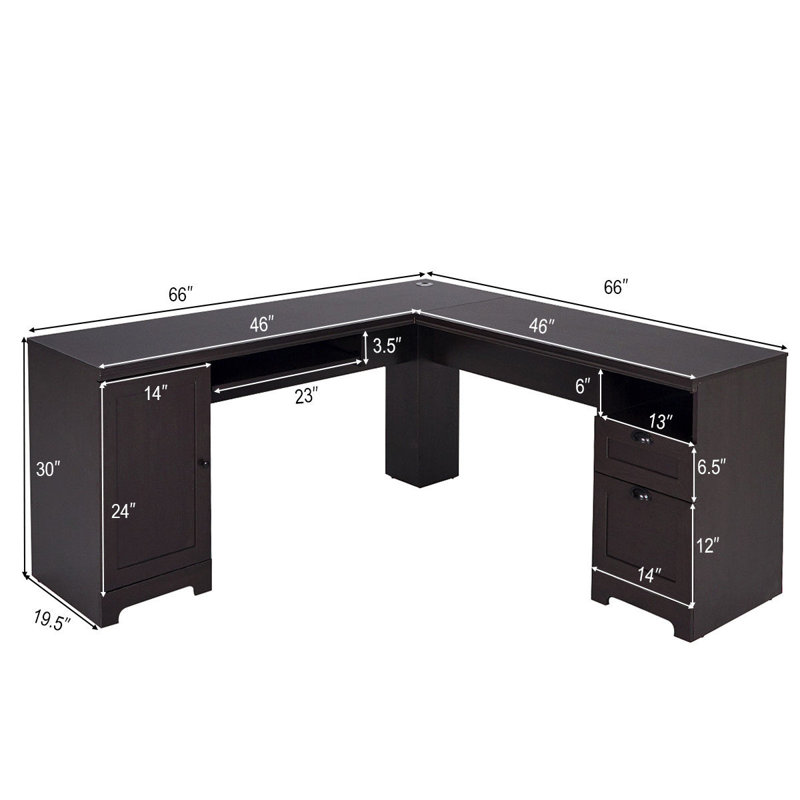 Jkobe L-Shaped Computer Desk, Black