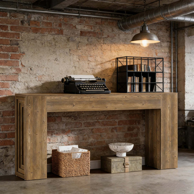 Grand canapé de table, table de couloir en bois, console