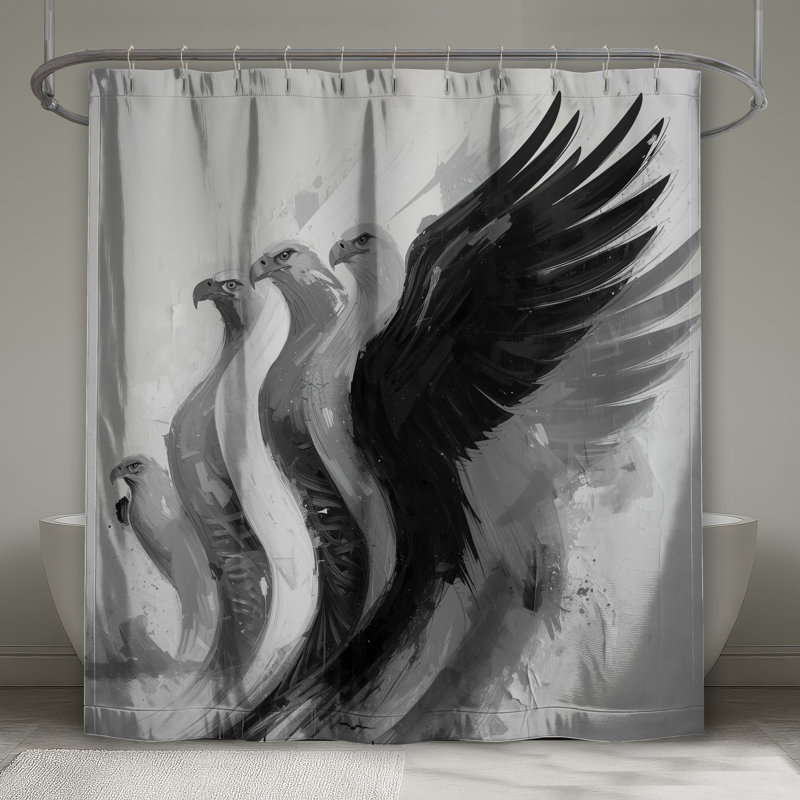 Rideaux de douche Monogram Eagles Illustration, L 70 po x H 84 po