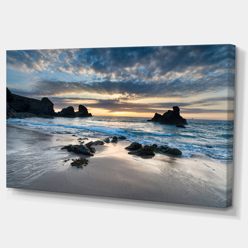Magnifique baie de Porthcothan - imprimé bord de mer, H 28 po x l 60 po, Toile tendue, Sans cadre
