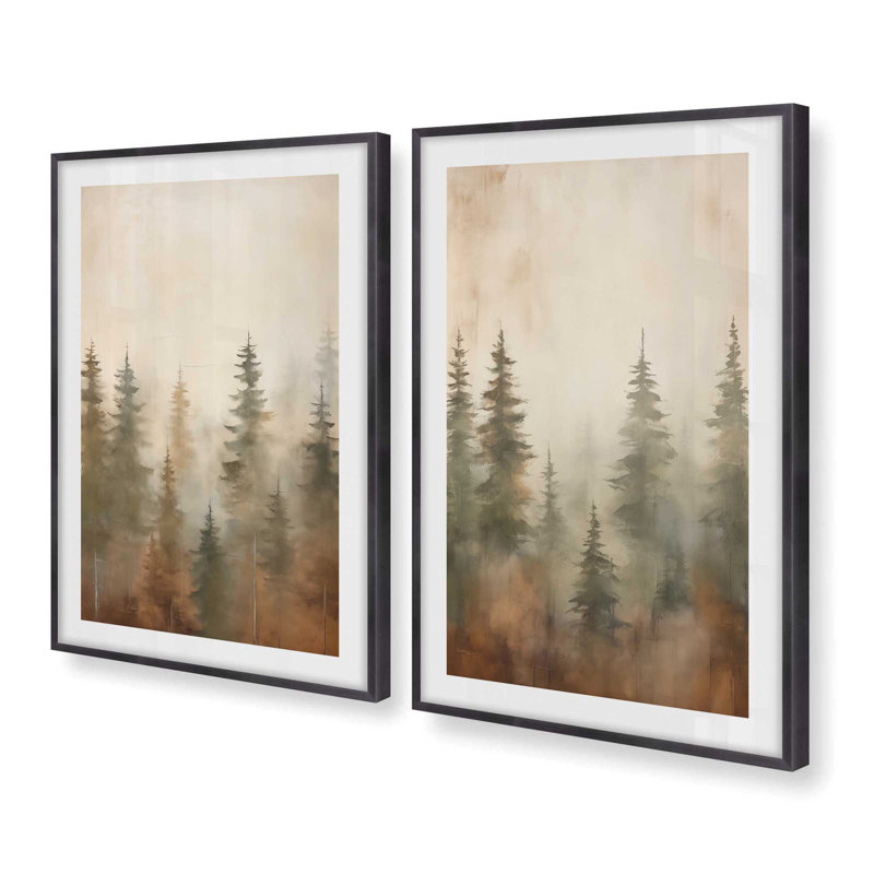 «Foggy Autumn Pines», Zinc patiné, H 15,25 po x l 12,25 po
