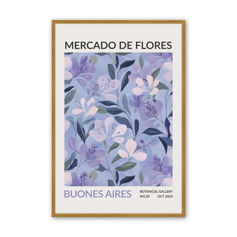 Marché aux fleurs de buisson , Reproduction encadrée sans passe-partout, Or poli, H 21,25 po x l 17,25 po