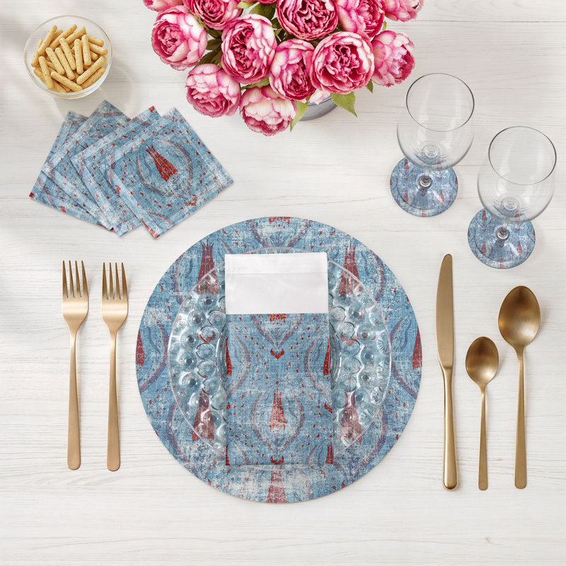 Byzantine Jewel Pebble 16" Vinyl Placemat, Blue