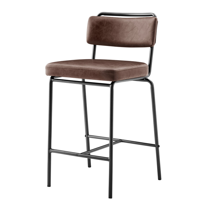 Wyett Upholstered Counter Stool, Dark Brown