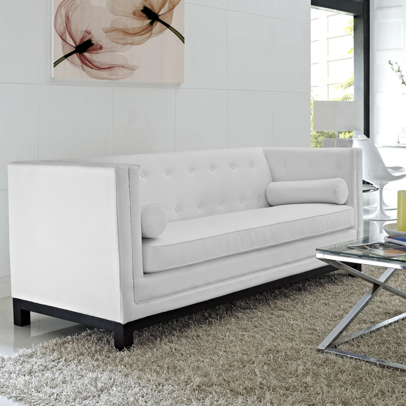 Imperial Sofa, White Faux Leather
