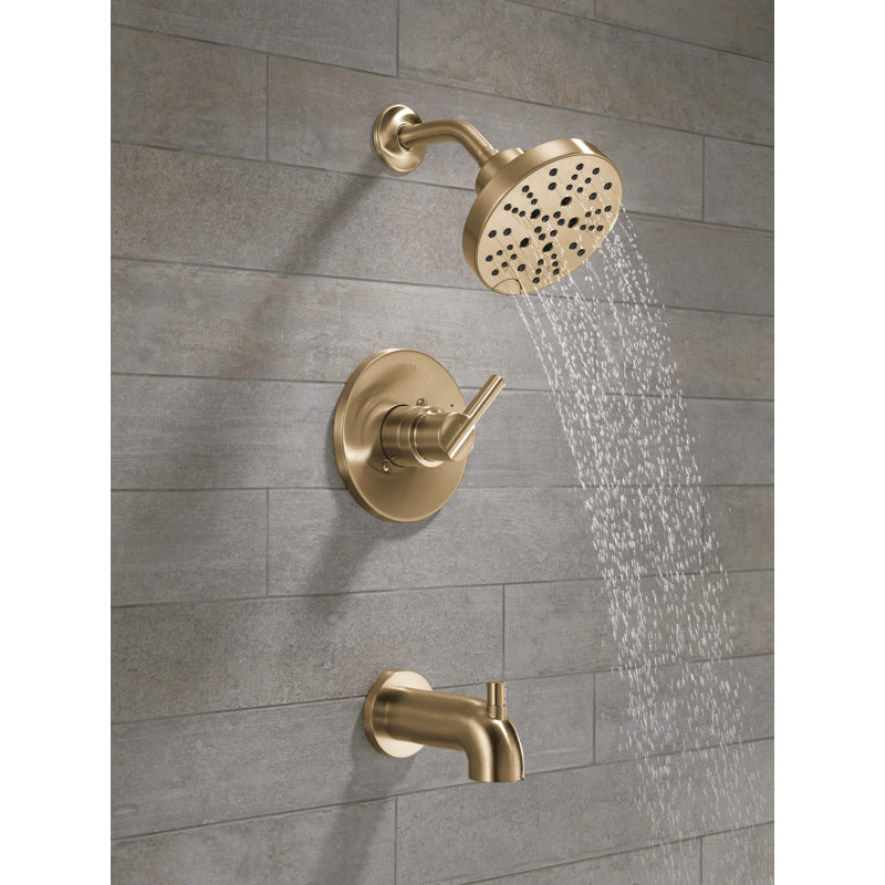 Nicoli Single-Function Tub Shower Faucet Set, Shower Trim Kit with H2Okinetic Shower Head and Valve, Champagne Bronze