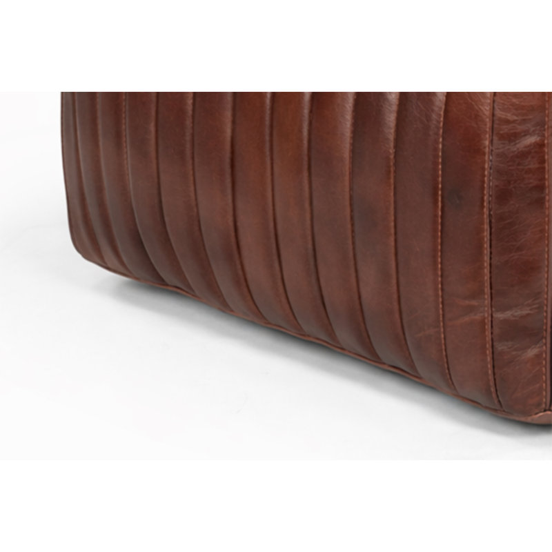 Pouf en cuir brie bourgogne, Rouge