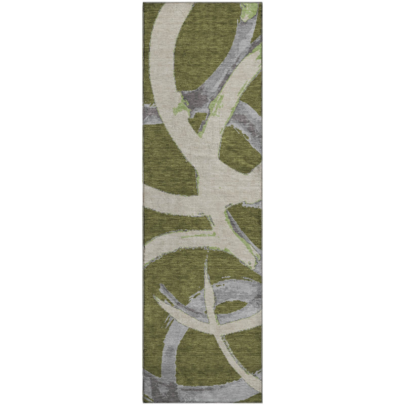 Premium Machine Washable Magaw AMF1022 Circles Rug, Tapis de couloir 2 pi 3 po x 7 pi 6 po