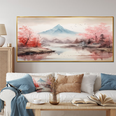 Rose, sommet du brouillard Sakura, montagnes du Japon II - Japon, art mural